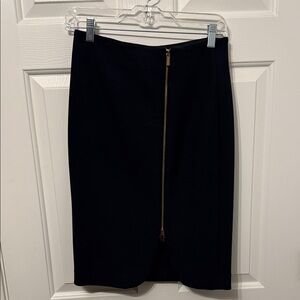 Ann Taylor Navy Pencil Skirt with Gold Zipper